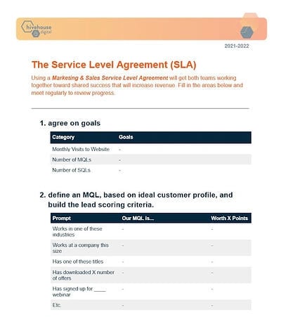 Example SLA: Service-Level Agreement Example: Hivehouse Digital's Marketing & Sales SLA Template