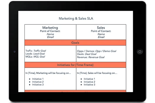 HubSpot's Free marketing and sales SLA Template