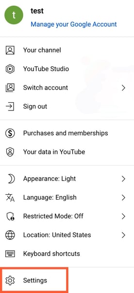 How to create a YouTube channel step two: navigate to YouTube settings