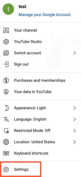  navigate to YouTube settings