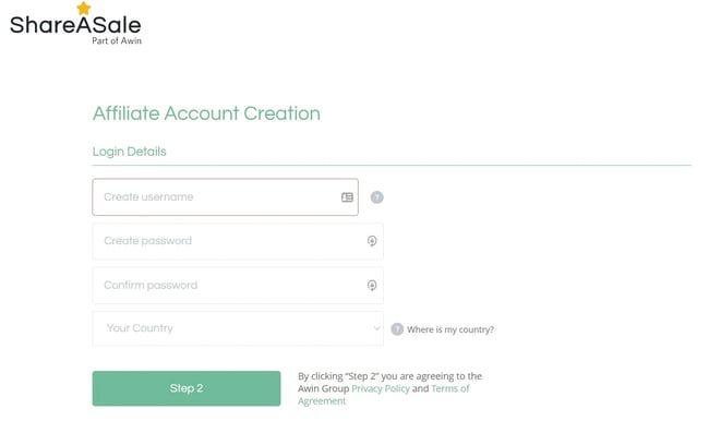 shareasale: login details affiliate account creation 