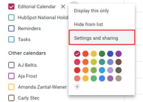Configuración de uso compartido en Google Calendar