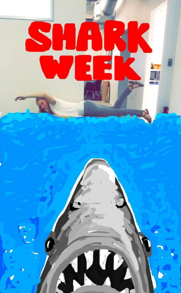 Funny Snapchat drawing of shark from Jaws to promote Shark Week