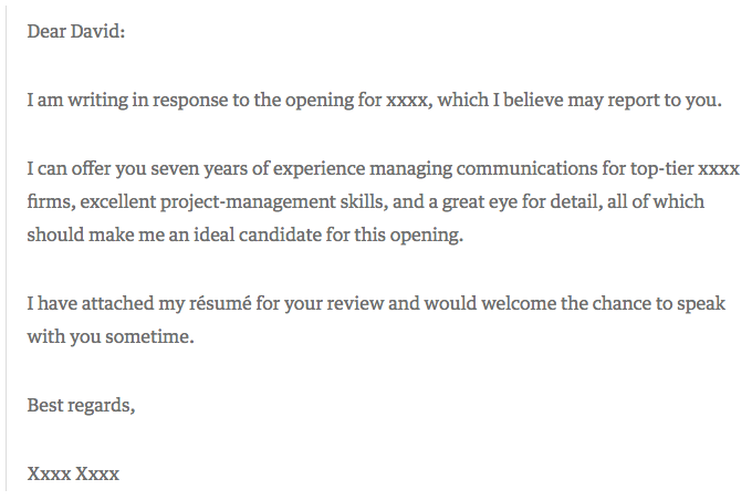 short and sweet cover letters