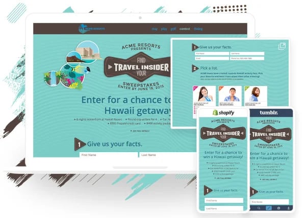 examples of mobile and desktop landing pages using shortstack