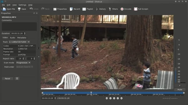 Shotcut video editor in timeline view