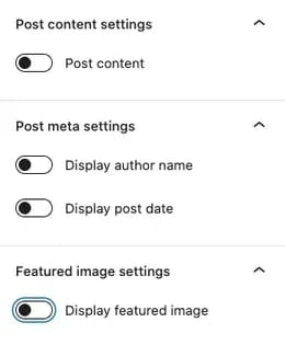the latest post block settings in the wordpress page editor