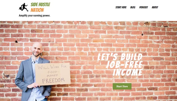 Homepage of Side Hustle Nation, the personal business blog of Nick Loper