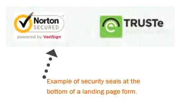 Example of trust seals on a landing page.
