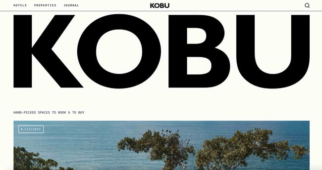 simple website examples: Kobu homepage 