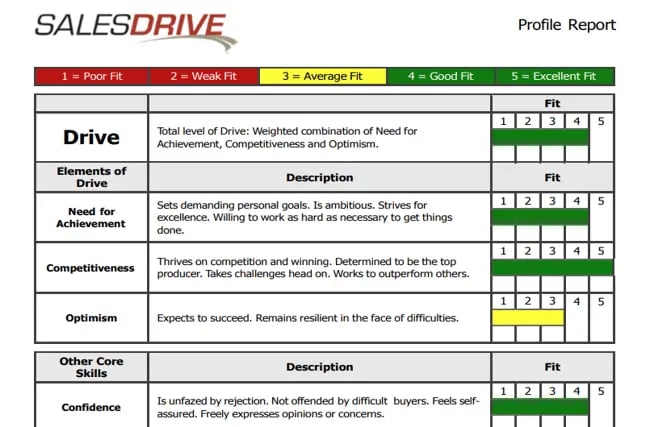 sales skill assessment: the drivetest