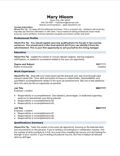 skilled resume template for microsoft word