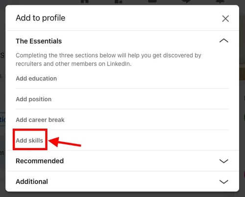 How to add the skill section to your LinkedIn profile.
