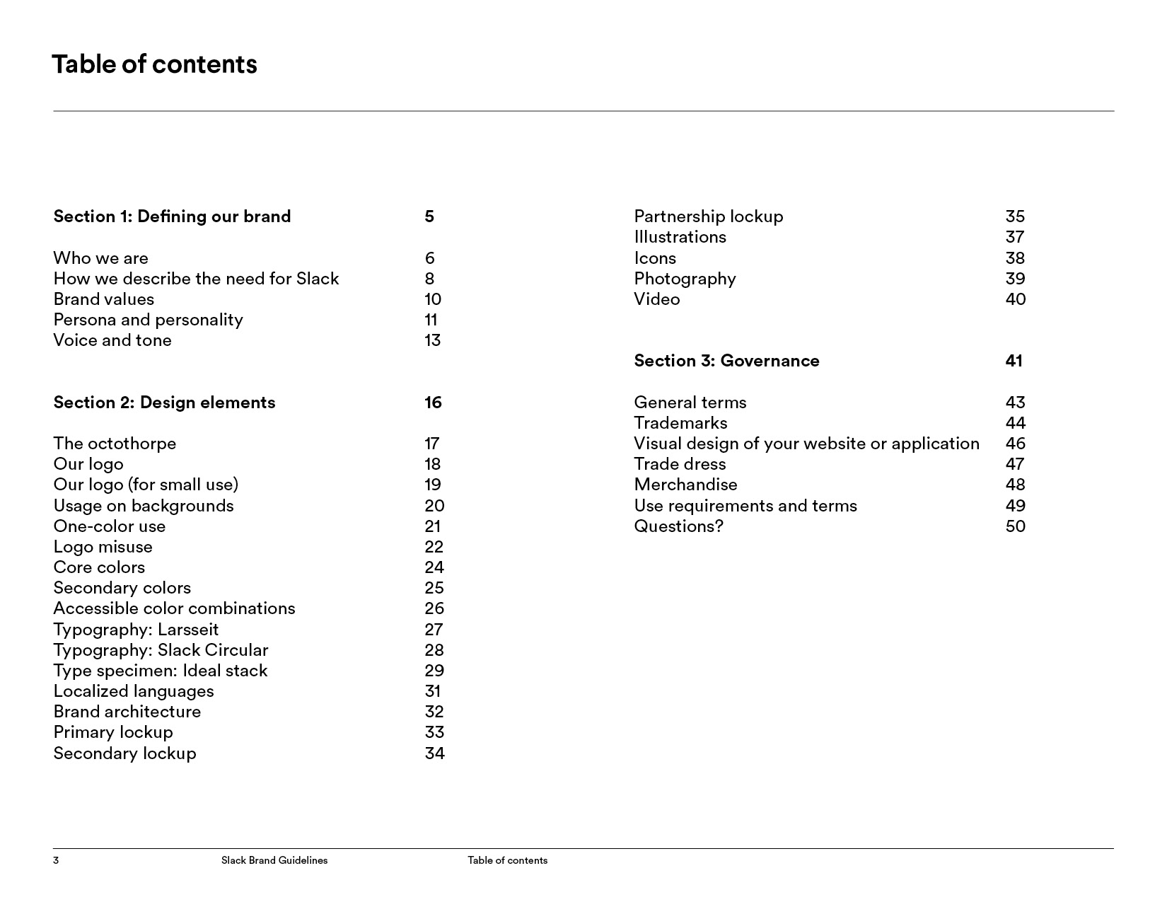 slack downloadable media kit table of contents