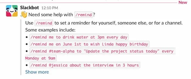 Slack tips: Remind