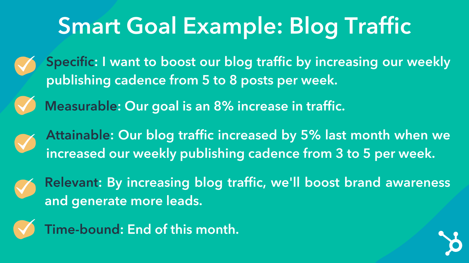 smart goal example on blog traffic