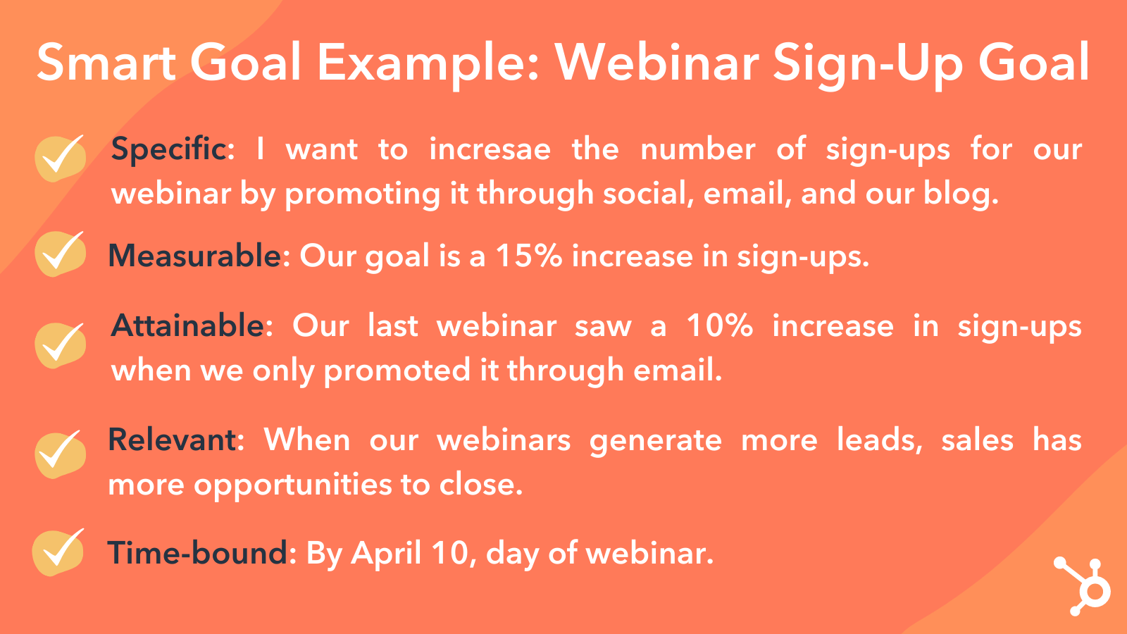 smart goal example on webinar sign-ups