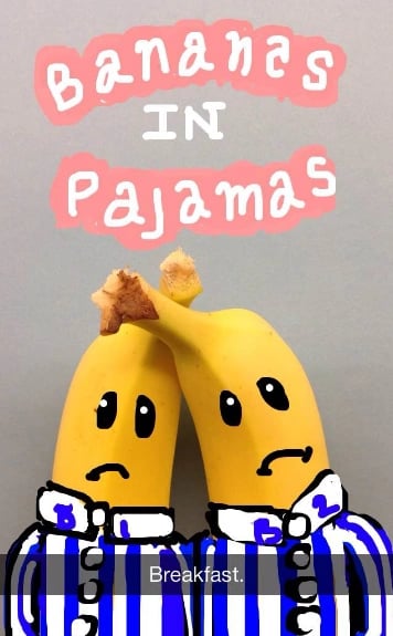 Easy Snapchat drawing of bananas in pajamas