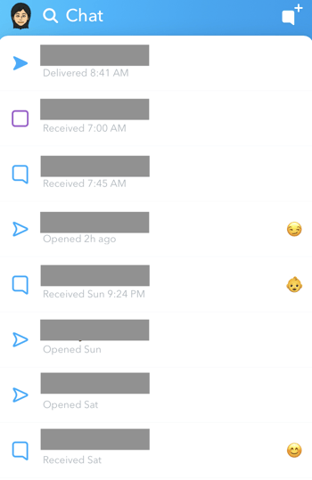 Snapchat emojis to the right of a user's friend list