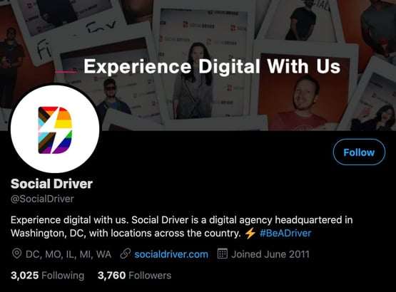 social driver twitter profile bio