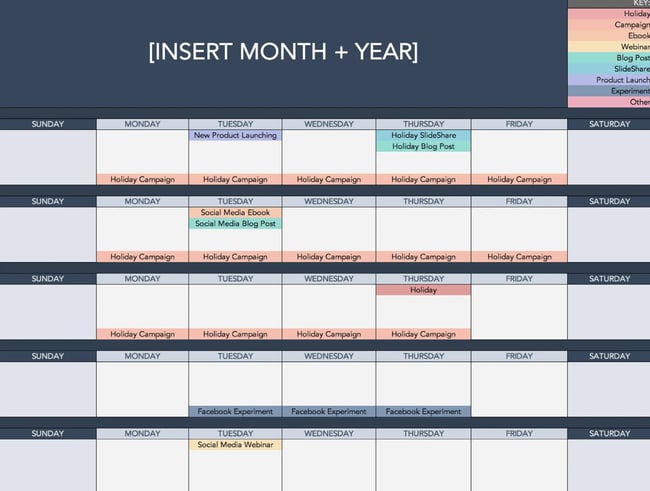 social media holiday calendar template