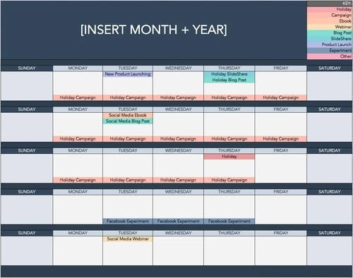 HubSpot's Free Social Media Calendar Template