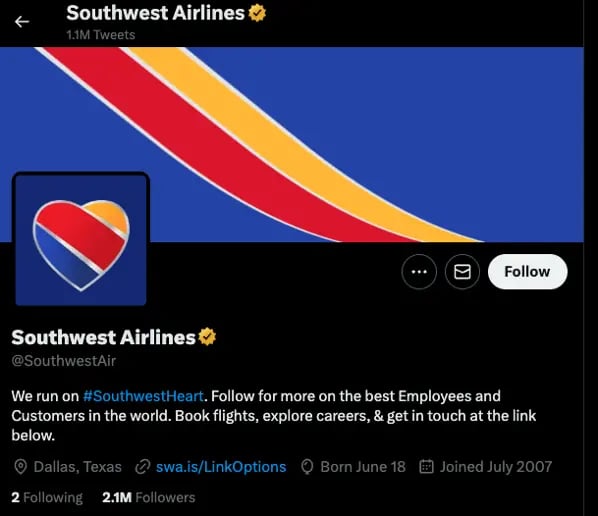 Social media crisis management, example from Southwest Airlines