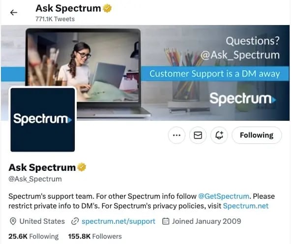 Social media crisis management, example from Spectrum