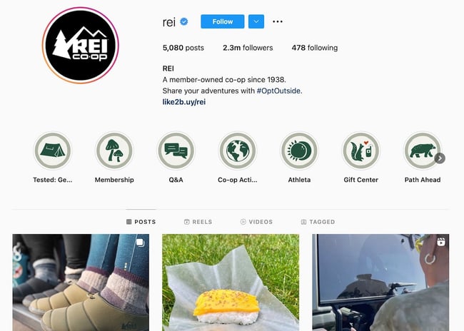 social media customer service examples: rei instagram