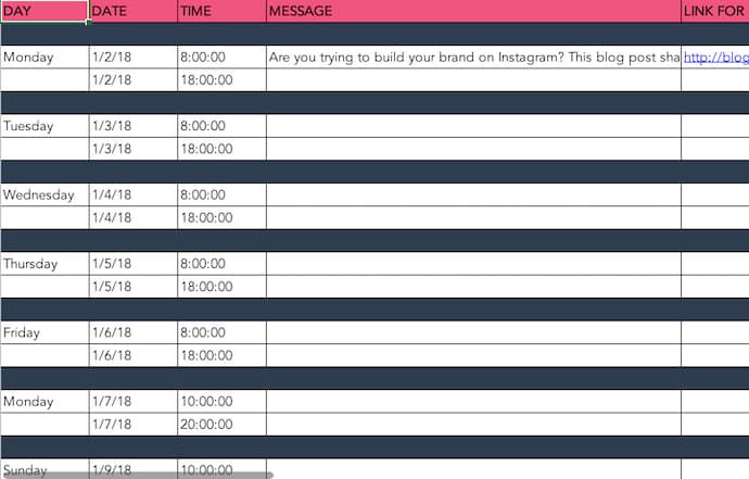 social-media-post-schedule-template