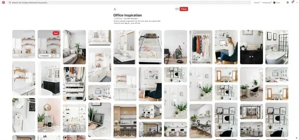 Office Inspiration Pinterest Board showing various office products