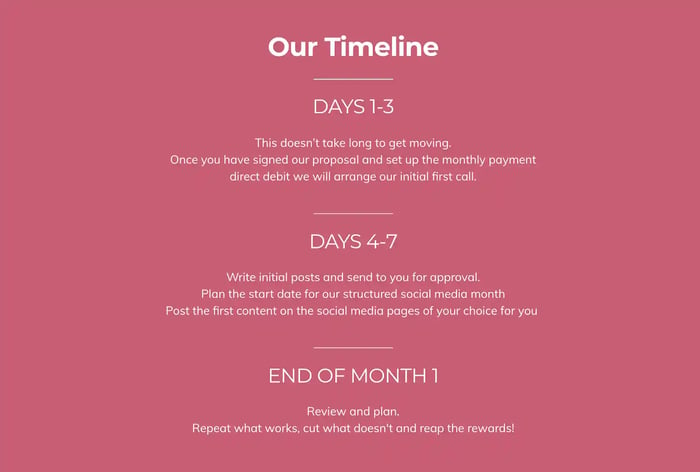 social medial proposal: timeline
