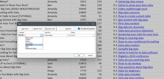 Sorting in Excel by selecting sort column
