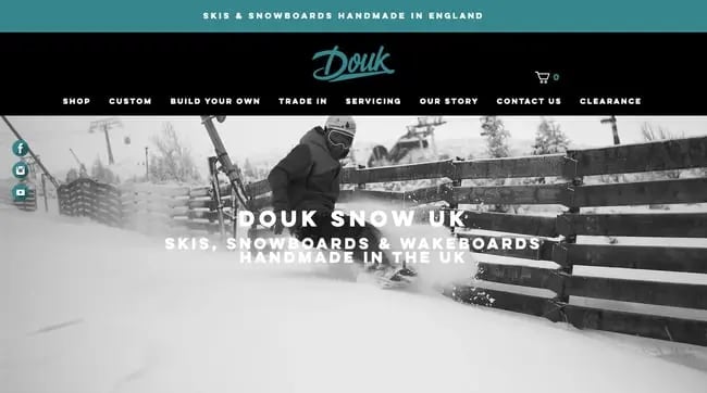 Weebly website example: Douk Snowboards