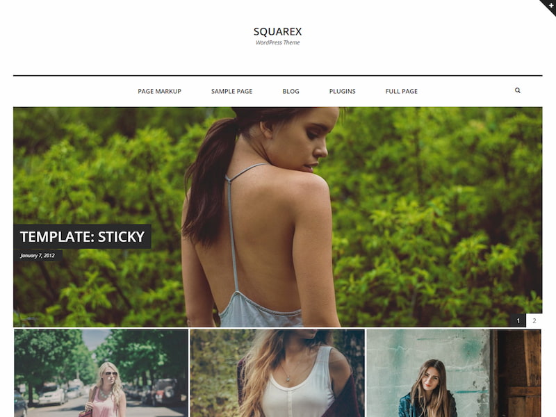 Squarex Lite WordPress theme demo shows minimalist fashion blog
