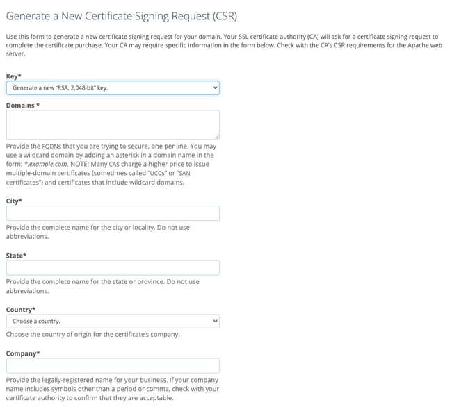 how to get an ssl certificate: generate csr form