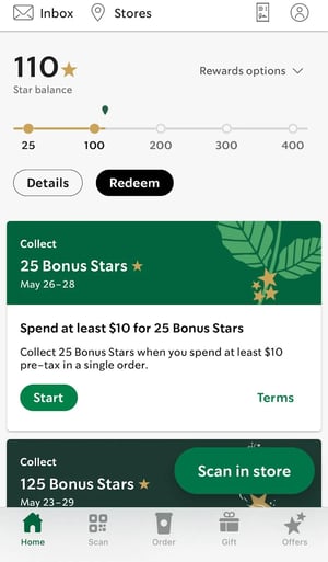 saas gamification example from Starbucks rewards