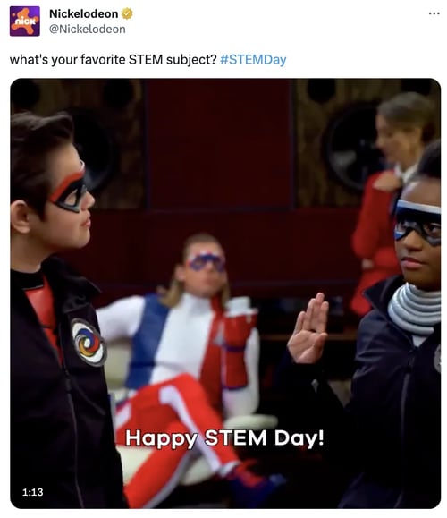Nickelodeon STEM day Social Media Holiday Tweet