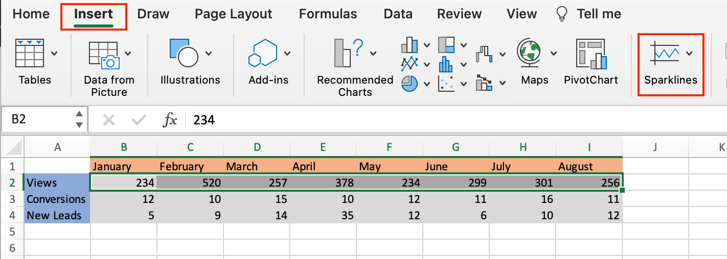 How To Add a Sparkline in Excel