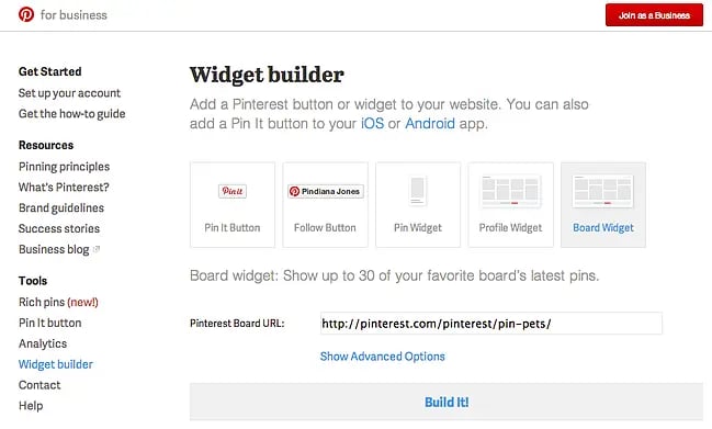 Pinterest Widget Builder