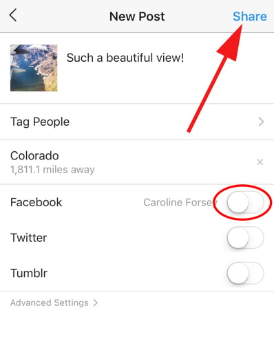 How to use share settings and publish a post on Instagram