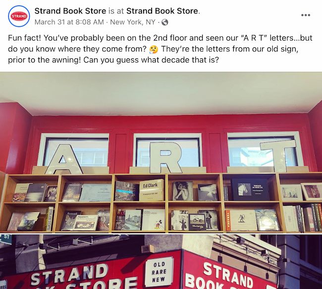 Facebook post ideas: Strand Bookstore