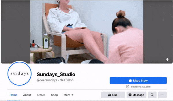 Sundays Facebook cover video with woman getting her nails done