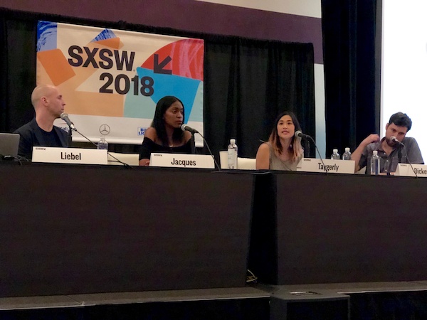 Panel at SXSW 2018 with technology experts discussing social media