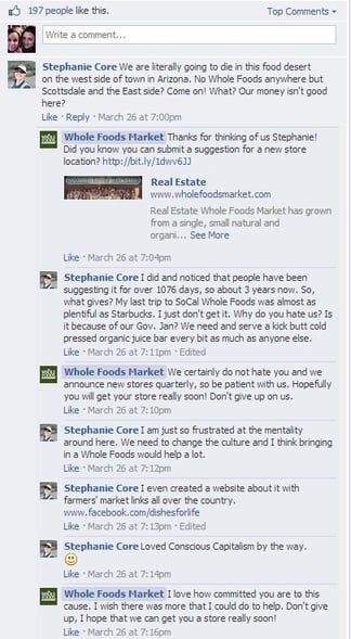 Whole Foods Market Facebook Comments