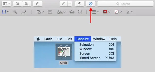 Screenshot opened in Apple Preview with expanded edit toolbar