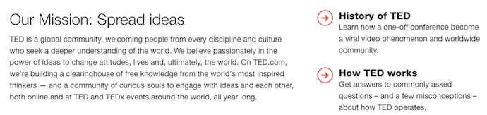 TED vision and mission statement: Spread ideas