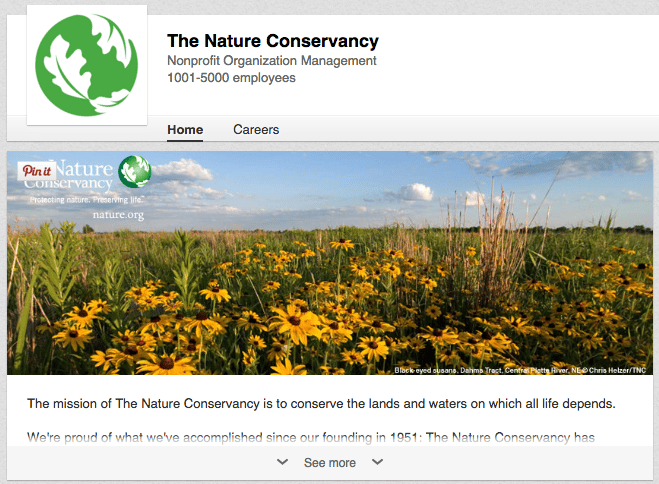 the nature conservancy linkedin page.