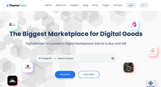 demo page for the wordpress marketplace theme themeplace