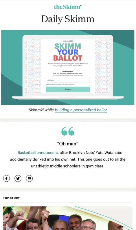 best email newsletter examples, TheSkimm